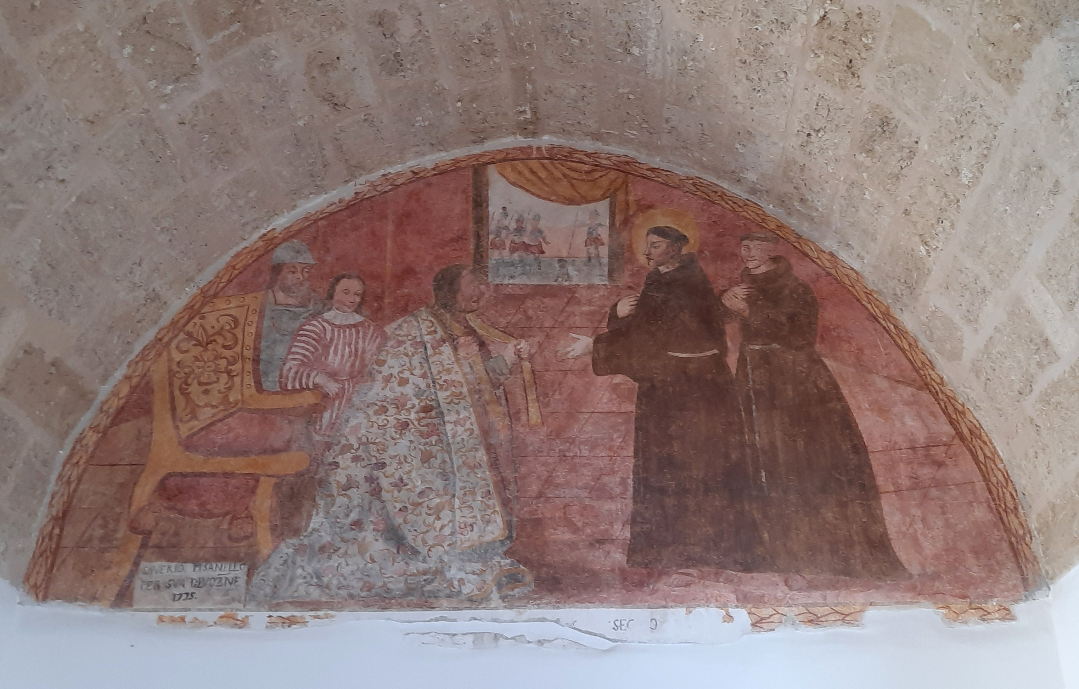 Fig. 1. Convento, chiostro: lunetta con la visita di S. Francesco al tiranno Ezzelino da Romano.