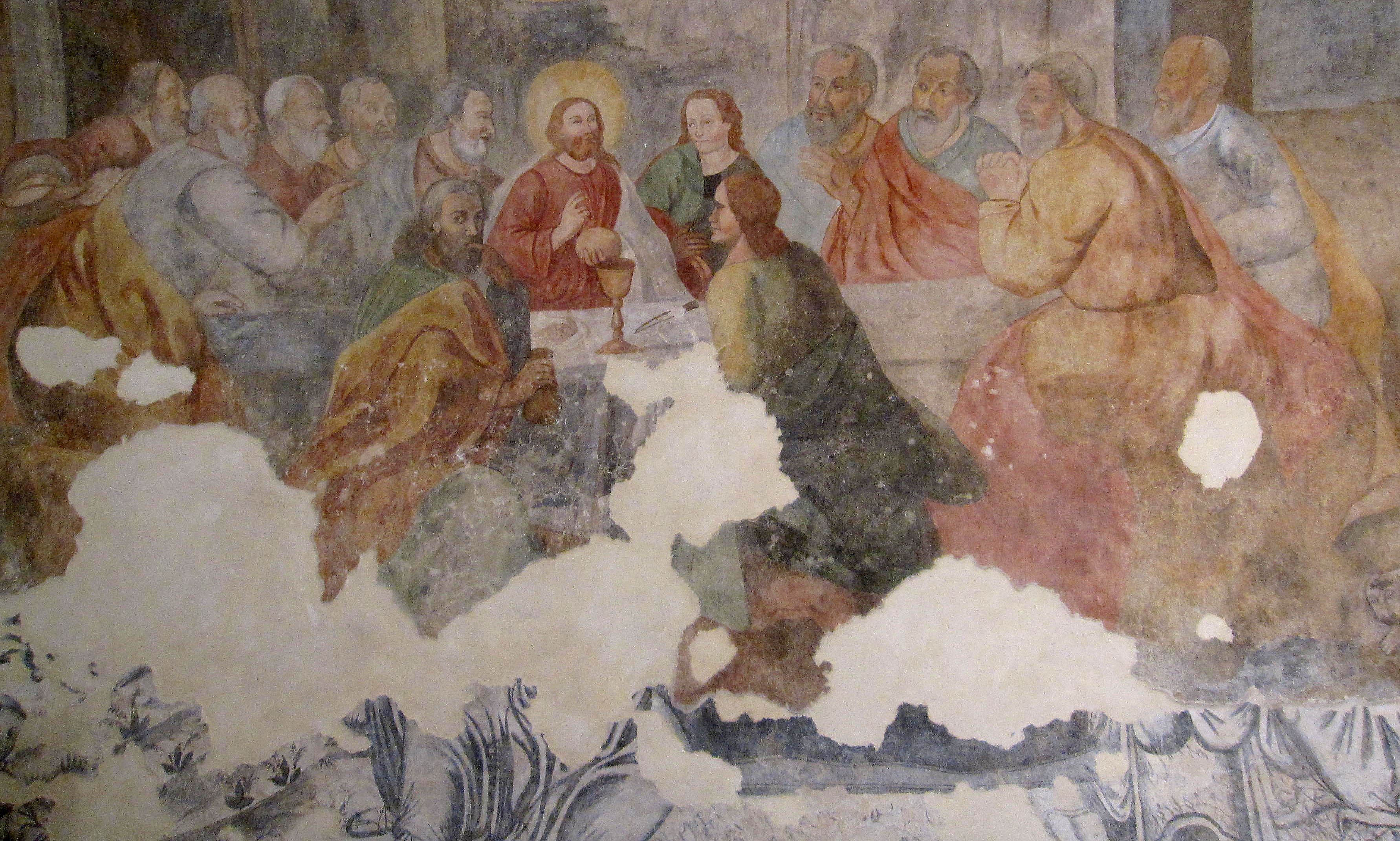 Fig. 5. Convento, l’affresco settecentesco dell’aula del refettorio con l’Ultima Cena.